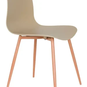 Esszimmerstuhl Leon im 2er-Set, Beige mit Gestell aus Stahl