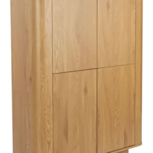 Schrank Almira Oak in Natur, Gesamtansicht mit fünf Türen und abgerundeten Ecken.