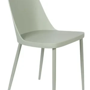 Esszimmerstuhl Pip in Mint mit geschwungener Rückenlehne und Metallgestell, Gesamtansicht.