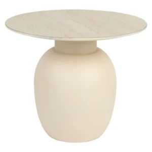 Beistelltisch Karula mit Keramik-Tischplatte in Travertin-Optik, Beige