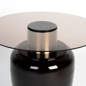 Beistelltisch Mohra L, rundes Glas mit goldfarbenem Metallgestell