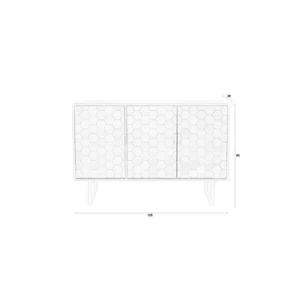 Sideboard Linc High in Schwarz mit Sechseckmuster aus Fichtenholz