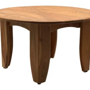Couchtisch Akazie Massivholz Rund 60 cm mit runder Tischplatte und massiven Holzbeinen in Gesamtansicht.
