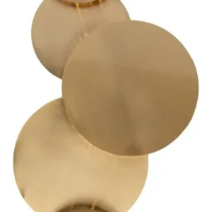 Wandlampe Collin Brushed Gold in Gesamtansicht mit fünf gestapelten, kugelförmigen Elementen aus Metall.