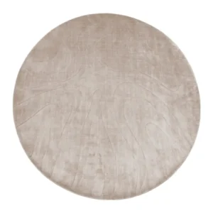 Runder Teppich Addison natural 260x260 cm mit wellenförmigem Muster in Gesamtansicht.