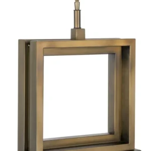 Tischlampe Kars Bronze mit quadratischem Gestell aus Aluminium und E27-Fassung, Gesamtansicht.