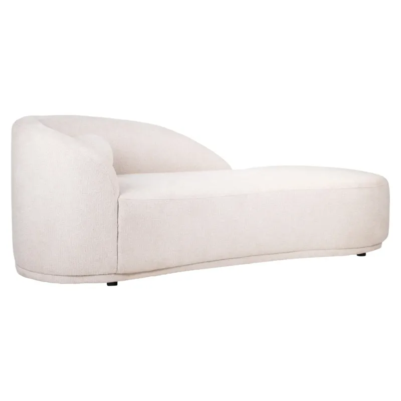 Richmond Sofa Emma Chaiselongue Cream Fancy in Gesamtansicht mit geschwungenen Formen und cremefarbenem Polsterbezug.