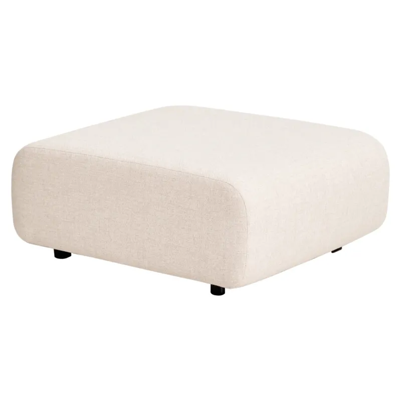 Garten Hocker Dawson beige alpine in Gesamtansicht mit gerundeter Form und schwarzen Kunststofffüßen.