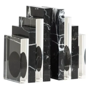 Richmond Buchständer Fancy black aus Marmor & Glas, 2-teilig