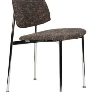 Esszimmerstuhl Sunrise 2er-Set, Silber/Braun mit Metallgestell