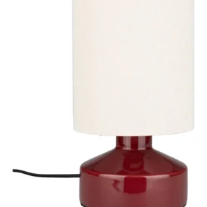 Tischlampe Nook von Zuiver, Rot mit Keramikfuß und Leinenschirm