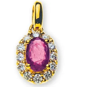 Anhänger Gelbgold 750 mit Rubin 0.68ct. und Brillanten