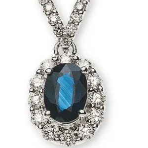 Anhänger Weissgold 750 Saphir 0.76 ct. und 21 Brillanten 0.42 ct.