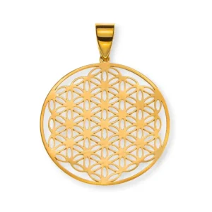 Anhänger Blume des Lebens 20mm Gelbgold 750