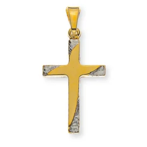 Anhänger Kreuz teilrhodiniert Gelbgold 750
