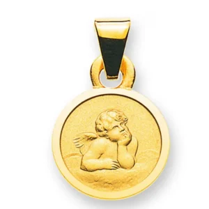 Anhänger Medaille Engel Gelbgold 750 8mm