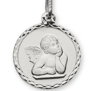 Anhänger Medaille Engel Weissgold 750 14mm