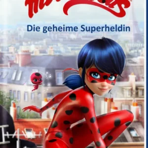 Das Buchcover zeigt die Figur einer Superheldin mit blauer Frisur und einem rot-schwarzen Kostüm, das an einen Marienkäfer erinnert. Sie sitzt auf einem Dach in einer städtischen Umgebung, während hinter ihr die Pariser Skyline erkennbar ist. Über ihr prangt der Titel „Miraculous“ in kräftigem Rot, darunter steht „Die geheime Superheldin“ in einer klaren, modernen Schrift. Ganz oben links befindet sich der Hinweis „ZAG HEROEZ“. Ganz unten mittig steht der Logoschriftzug von...