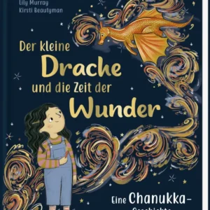 Das Buchcover zeigt einen kleinen Drachen in leuchtendem Orange, der über eine fantasievolle, spiralförmige Wolke aus goldenen und bunten Mustern schwebt. Im Vordergrund blickt ein Mädchen mit braunen Haaren und einem lächelnden Gesicht nach oben. Der Titel „Der kleine Drache und die Zeit der Wunder“ ist in geschwungener, goldener Schrift gehalten. Oben links stehen die Autoren Namen „Lily Murray“ und „Kirsti Beautyman“. Ganz unten mittig steht der Logoschriftzug von arsEdition.