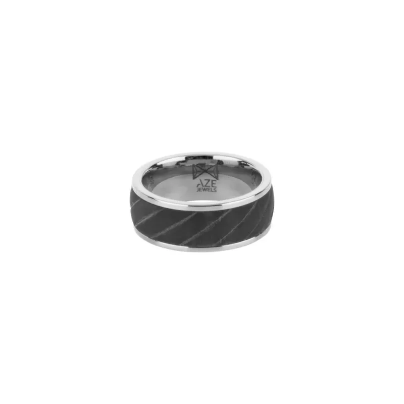 AZE Jewellery Herrenring Carbon Edelstahl Silber