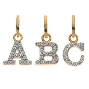 Anhänger Buchstabe Gelbgold 375 teilrhodiniert Zirkonias ca. 7x7mm