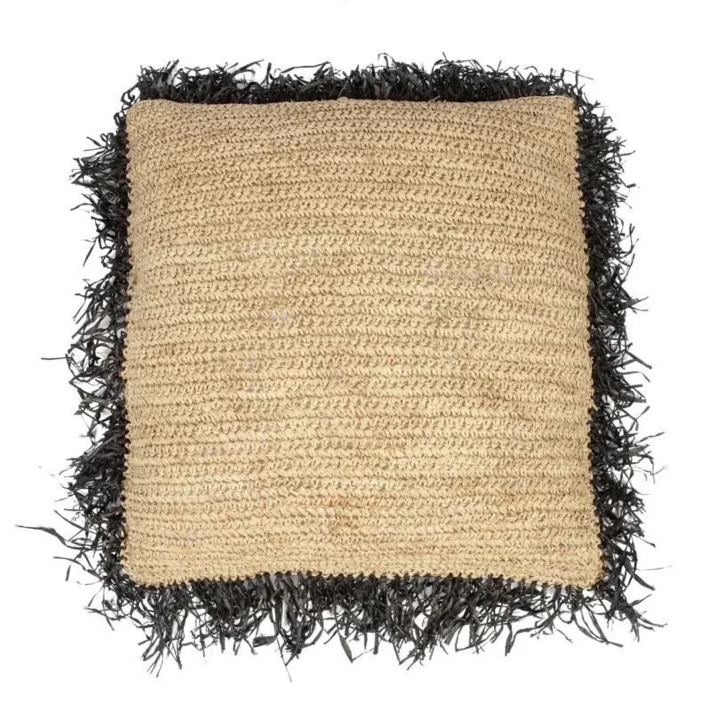 Kissenbezug – Bast Material, Boho Stil, Strukturierte Oberfläche, 60x60 - Raffia | Bazar Bizar Antwerp
