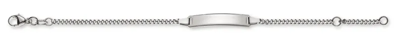 ID Armband Panzer geschliffen Weissgold 585 mit Gravurplatte