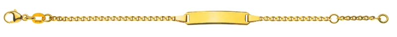Bébé Armband Stäbchenpanzer diam. Gelbgold 750 mit Gravurplatte lang