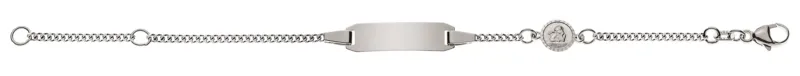 Armband Panzer diamantiert Weissgold 750 mit Gravurplatte Engeli
