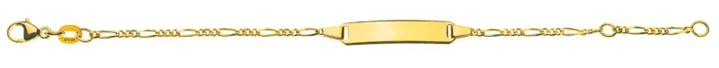Armband Figaro 3&1 mit rechteckiger Gravurplatte lang Gelbgold 375
