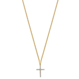 Collier Anker Gelbgold 375 mit Kreuz Zirkonia Anhänger