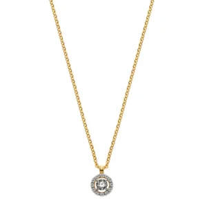 Collier Anker Gelbgold 375 mit Entourage Anhänger Zirkonia