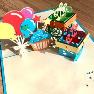 3D-Karte Geburtstagskartee Cupcake Ballons