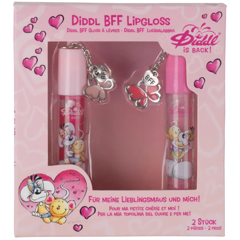 Diddl BFF Lipgloss-Set · 2 Lipglosse mit Schmetterlingsanhänger