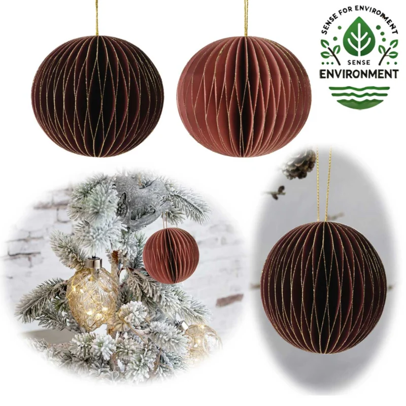 KI-generiertes Bild 2x Wabenball Alt-Rosa Bordeaux 6cm Papierkugel Honeycomb Deko Party Weihnachten