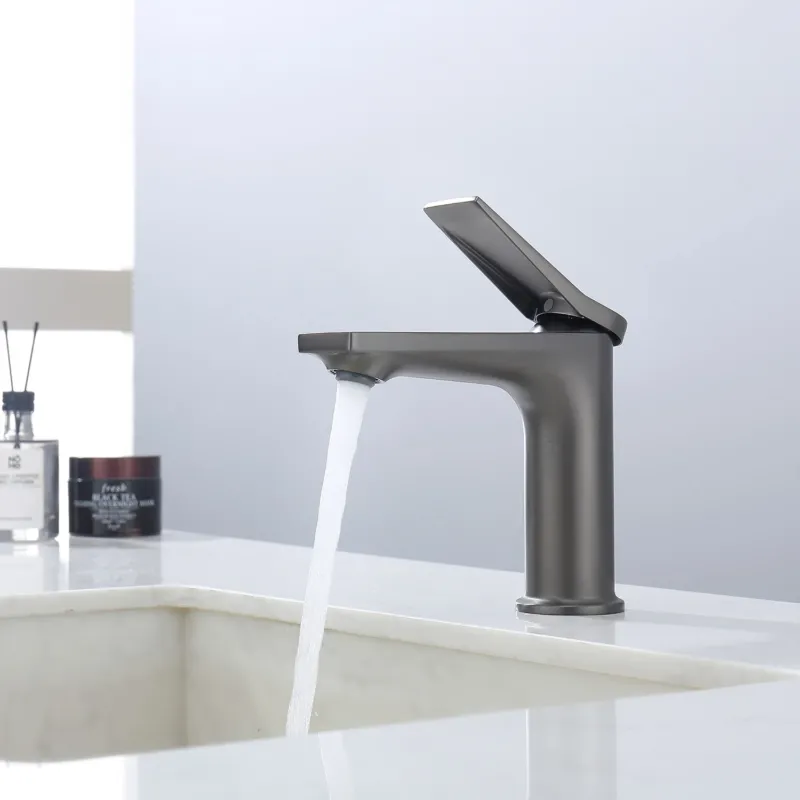 Grey Single Hole Single Handle Bathroom Faucet