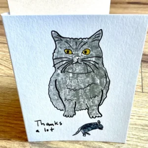 Briefkarte Thanks a lot Katze Maus SJJ