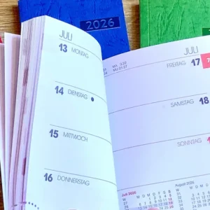 Mini Taschenkalender A7 1W/2S 7x10cm 2026 - Polly Paper - Umweltfreundliche Schreibwaren