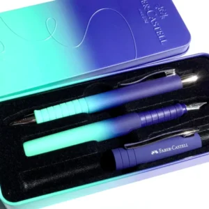 Set Füller+Kuli Poly Pen Buzzing Blue Faber-Castell Metall-Etui