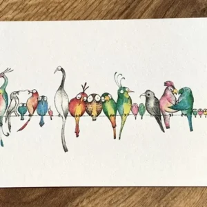 Bambus-Postkarte Vogelparade Ligarti - Polly Paper - Umweltfreundliche Schreibwaren