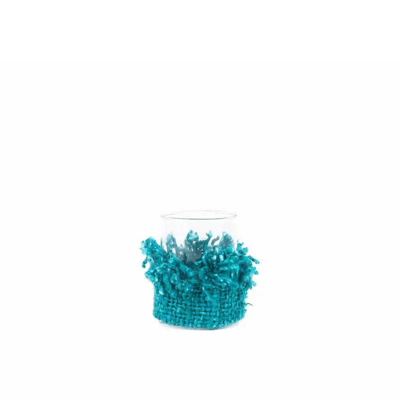 Windlicht – Baumwollmaterial, Gestricktes Design, Dekorativer Glasbehälter, M – Oh My Gee | Bazar Bizar Antwerp