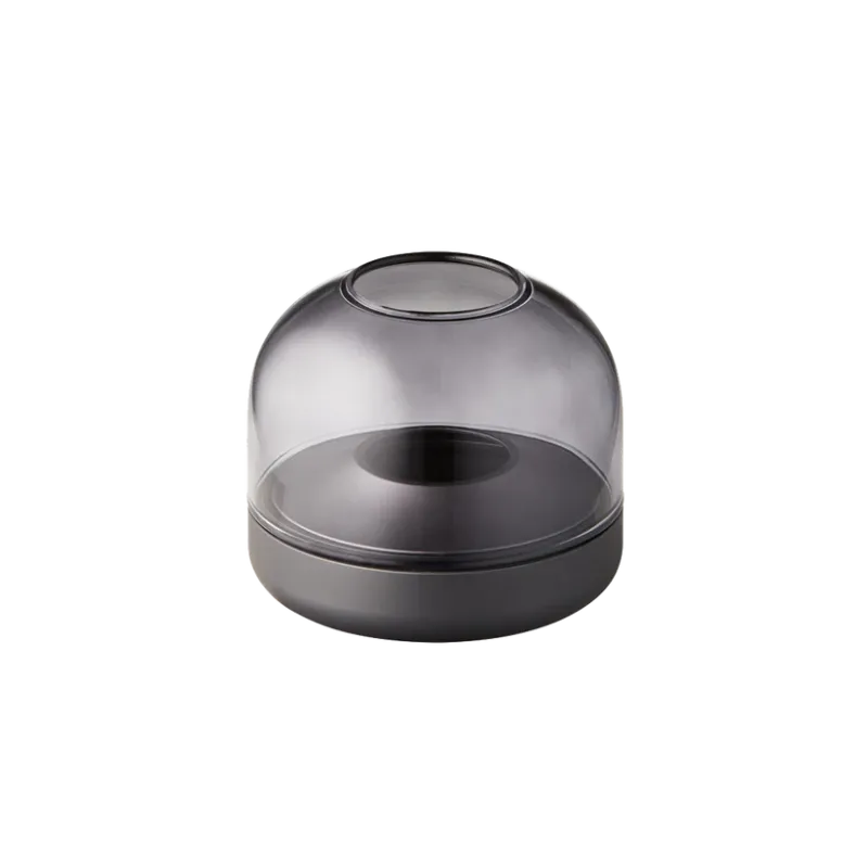 Windlicht aus Glas und Aluminium mit modernem Design und LED-Kerzen-Kompatibilität, Rauchgrau – Glow 08 | Kooduu