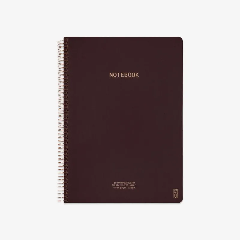 KOZO SPIRAL-BOUND NOTEBOOK A4 // COFFEE