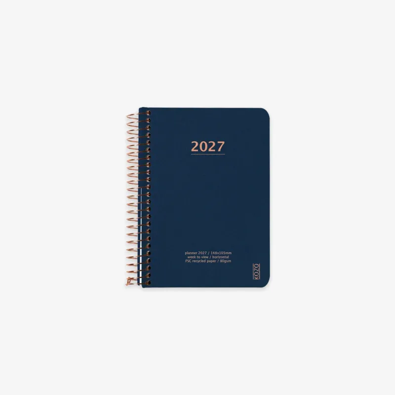 KOZO SPIRAL-BOUND CALENDAR 2027 A6 (DANISH) // NAVY