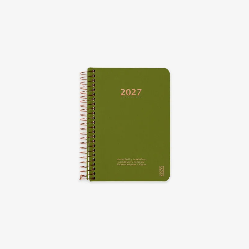 KOZO SPIRAL-BOUND CALENDAR 2027 A6 (DANISH) // OLIVE GREEN