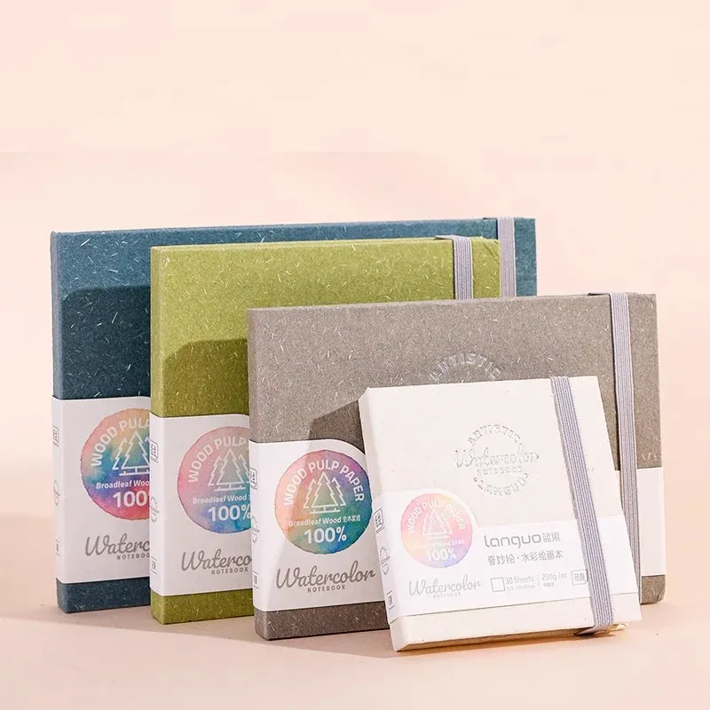 Languo Watercolor Sketchbook Set of 4 — 230gsm Cold Press, Mini Portable Painting Journals (4 Sizes)