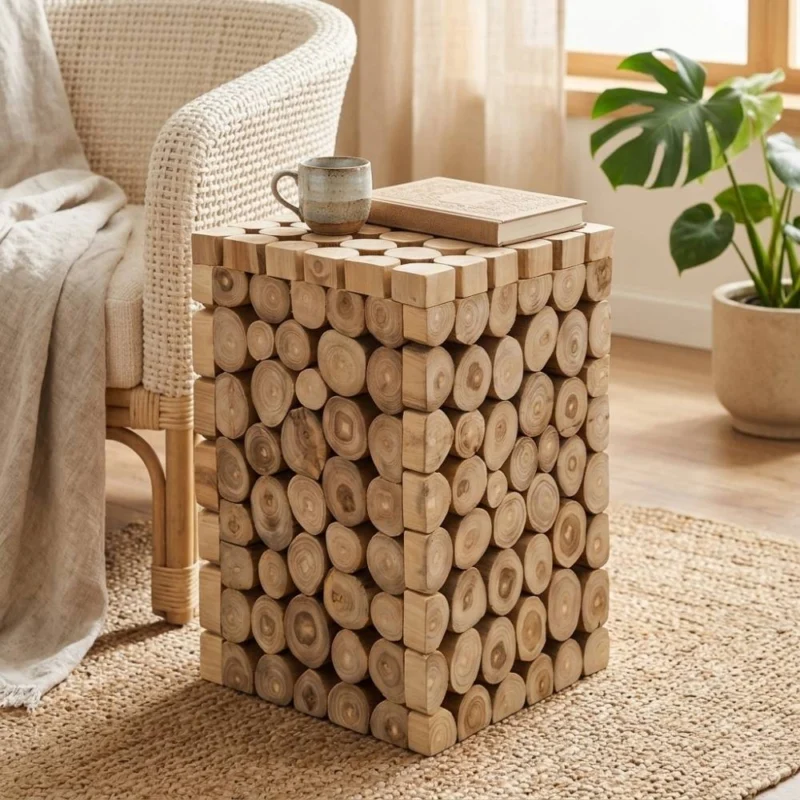 Beistelltisch NICO Teakholz nachhaltig Holztisch 45cm Nachttisch