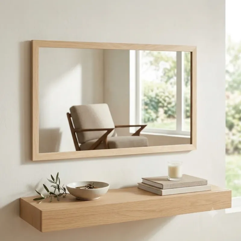 Eleganter Spiegel ARIZONA 75x45cm Wandspiegel natural Holzrahmen