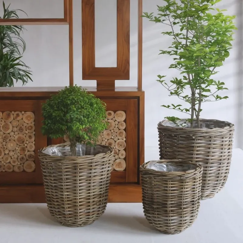 Natur Rattan Pflanzkorb BORKUM Kubu Grey ca.30cm Pflanztopf