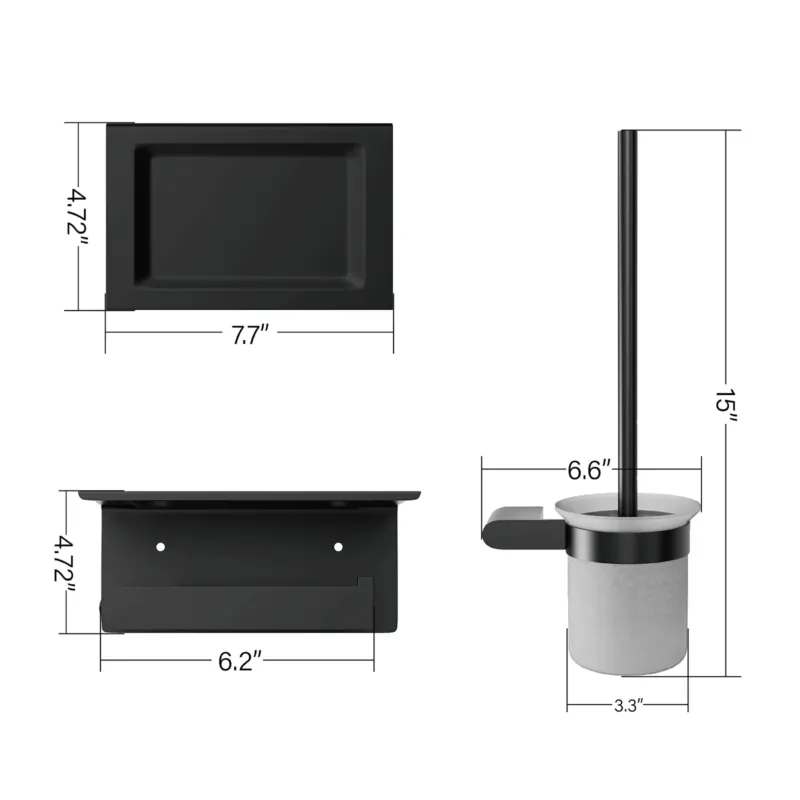 Matte Black Toilet Brush and Toilet Paper Holder Set – Bild 4